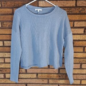Bohme Essentials Small Blur Gray Cable Sweater